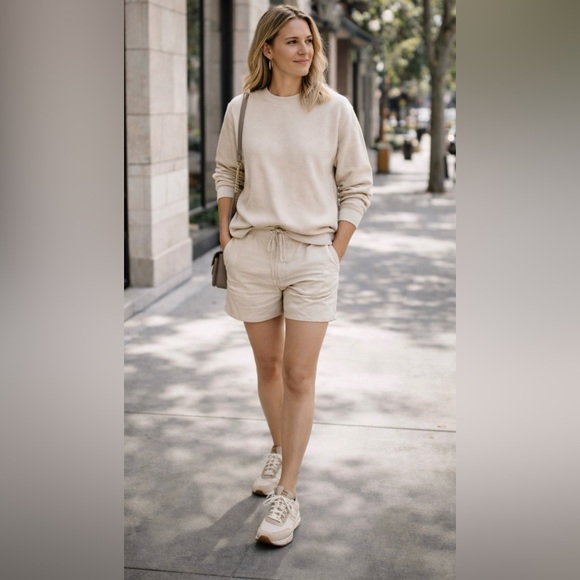 J.Crew Sneakers Size 7 Beige Suede Trim Retro Neutral Lace Up - Picture 3 of 9